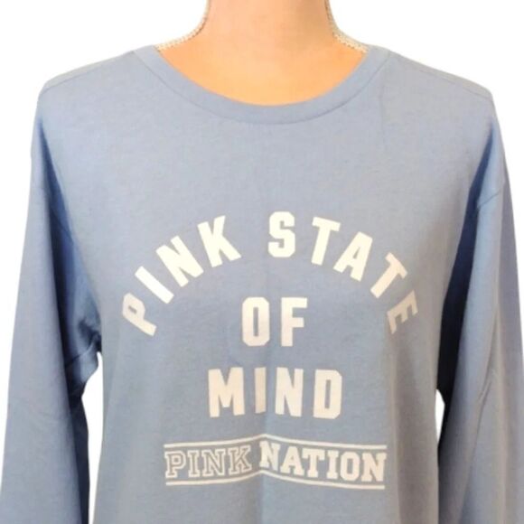 Victoria's Secret PINK Baby Blue Pink State Of Mind Crew Pullover Medium - Picture 3 of 15